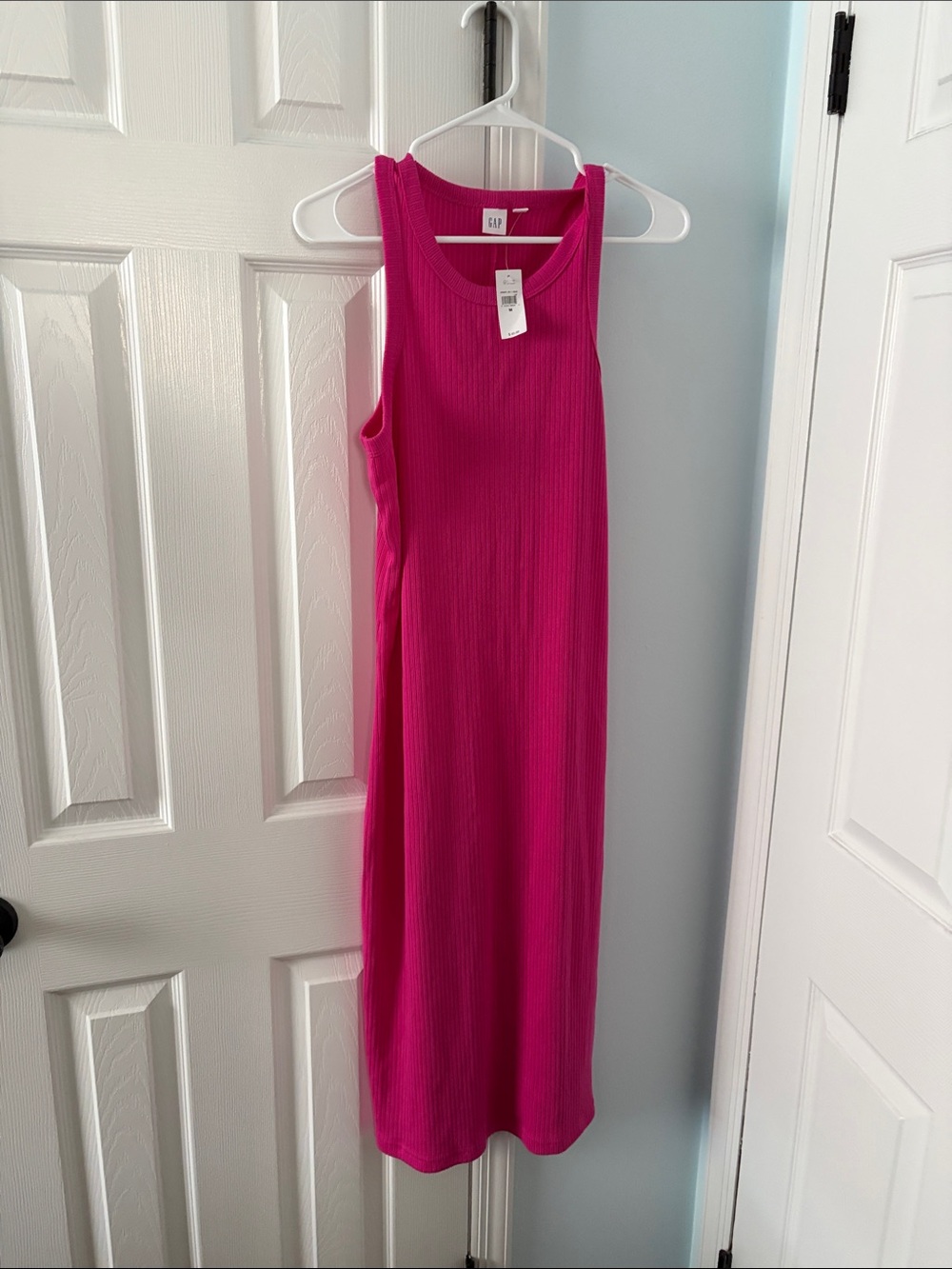 NWT Gap Ribbed Tank Midi Dress Fuchsia Pink Size M